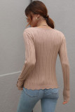 Button Sleeves Square Neck Knit Sweaters