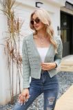 Plain Hollow Out Knit Open Sweater Cardigans