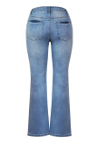 High Rise Button Wash Stretch Flare Jeans Unishe Wholesale