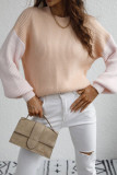 Color Block Plain Loose Pullover Sweaters