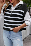 Zipper Stripes Knitting Sweater Vest