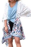 White Abstract Dotted Print Kimono