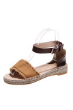 Open Toe One Band Color Block Flat Sandals