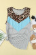 Green Colorblock Leopard Stripes Patchwork Plus Size Tank