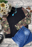 Black Camouflage Long Sleeve Top