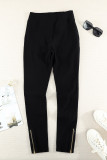 Black Zipped Butt Lifting High Waist Leggings