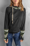 Camo Print Double Hoods Thumb Hole Hoodie