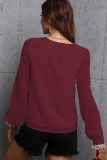 Swiss Dot Lace Crochet Deep V Neck Chiffon Blouse
