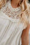 White Crochet Lace Trim Splicing Casual Blouse