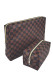 Brown PU Plaid Zipper Clutch Cosmetic Bag MOQ 3pcs