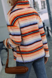 Zipper Down Colorful Striped Kangaroo Pocket Sweatshirts