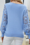Crochet Lace Long Sleeves V Neck Knit Sweaters