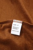 Brown Grommet Ribbon Tied Long Sleeve Crop Top