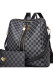 Plaid Large Capacity Zip Up Backpack Handbag MOQ 3PCS