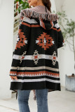 Aztec Tassel Hooded Front Open Cardigan