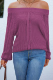One Shoulder Hollow Puff Sleeve Sweater
