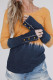 Khaki Tie Dye Color Block Button Cuff Long Sleeve Top