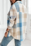 Colorful Open Button Pockets Plaid Shackets