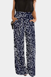 Black Polka Dot Drawstring High Waist Wide Leg Pants