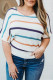 Plus Size Multicolor Striped Knit Short Sleeve Top