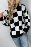 Square Plaid Knit Pullover Sweaters