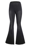 Black Distressed Bell Bottom Denim Pants