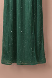 Green Side Split Rhinestone V Neck Maxi Dress