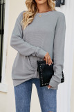 Waffle Knit Twisted Long Sleeves Top