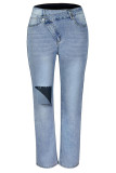 Crossover Waist Ripped Stretch Jeans Pants Unishe Wholesale