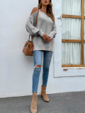 Plain Cold Shoulder Strappy Sweaters