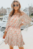 Multicolor Off The Shoulder Elastic Waist Ruffled Floral Dress