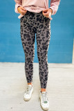 Gray Classic Leopard Print Active Leggings
