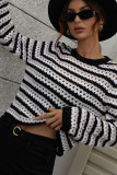Spot Hollow Out Striped Pullover Sweaters