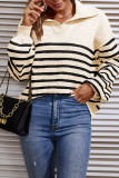 Stripes Splicing Lantern Sleeve Sweater
