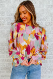 Yellow Multicolor Abstract Printed Long Sleeve Blouse