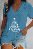 We Wish You A Merry Christmas，Christmas Tree V Neck Graphic Tee Unishe Wholesale