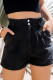 Cuffed Seam High Waist Denim Shorts