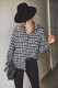 Smocked Cuff Plaid Open Button Long Sleeves Shirts