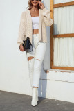 Cable Knit Front Open Hood Cardigan