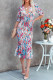 V Neck Smocked Pleated Slim Foral Dress