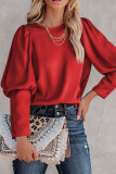 Red Satin Cuffed Sleeve Shirt