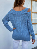 Cable Knit V Neck Strappy Sweaters