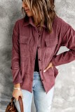 Front Pocketed Button Ribbed Textured Shacket