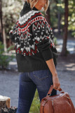 Ethnic Pattern Colorblock Patchwork Knitting Sweater