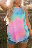 Multicolor Tie-dye Leopard Crossed Hollow-out Back Tank