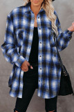 Blue Buttons Pocketed Plaid Shacket