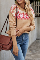 Diamond Pattern Knitting Pullover Sweater
