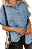 Short Sleeves Denim Shirt UNISHE Wholesale