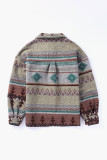 Vintage Aztec Print Lapel Pocket Button Up Jacket