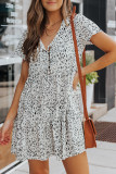 Beige Ditsy Print Casual Babydoll Dress